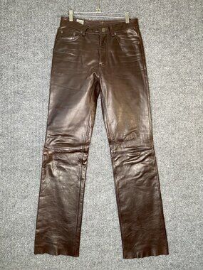 Vintage Wilsons Pelle Studio Pants Mens 30 28x34 Brown Leather Straight Leg 90s